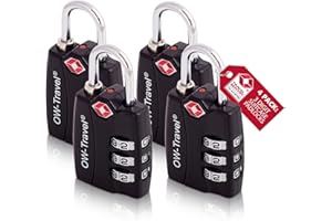 OW-Travel Candado maleta TSA: Indicator De Alerta Abierta. Candado numerico 3 Digitos. Candado Combinacion Taquilla. Candados para mochilas. Candado Taquilla Gimnasio. Candado seguridad Negro 4