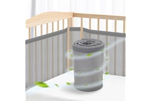 WYSWYG® Baby Nestchen Bettumrandung Babybett Umrandungen 70x140 cm Kinderbett - Hochwertiges Mesh Atmungsaktives Beistellbett - Gitterschutz Crib Schutz vor Einklemmen - Grau