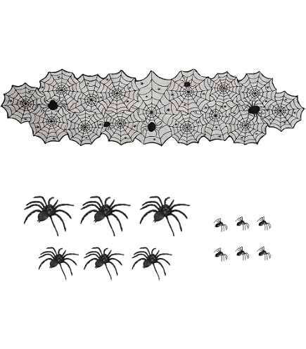 Halloween Tischläufer Spinnennetz-Design – Schwarz, 46 X 183 Cm Für Grusel-Partys & Deko