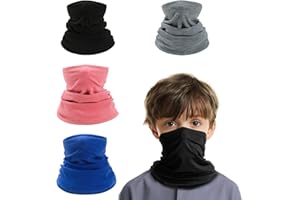 Mayoii Lot de 4 cache-cou d'hiver pour enfants - Coupe-vent - Multifonction - Masque de ski - Écharpe pour garçons et filles