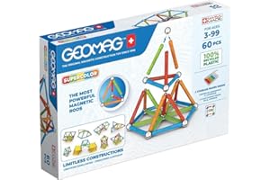 Geomag Supercolor 60 Pièces Jeu de Construction magnétique pour Enfants, Cadeau pour garçons et Filles de 5 6 7 8 9 10 11 12 13 Ans, constructions magnétiques, Jeux pour Enfants