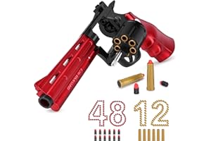 Innedu Pistola Giocattolo, Revolver con Caricatore 360°Rotante, Pistola con Proiettili di 40 gomma, Museruola Lunga & Espulsione con Un Clic di Casi di Proiettili, 8 anni+ Bambini Tiro o Giochi