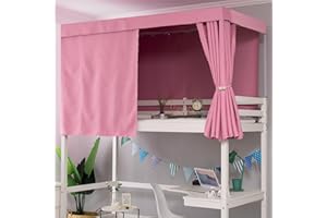 Treer Students Dormitory Bunk Bed Curtain, Blackout Bed Curtains Dustproof Mosquito Bed Canopy Moveable Curtain Shading Nets for Single Bed Bottom and Top (Pink,1.2x2M)