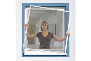 arvioo Fliegengitter Fenster, Fliegengitter für eine Insektenfreie Zone im Wohnbereich, Insektenschutz Fenster ohne Bohren, Kürzbar, Fiberglasgewebe & Alurahmen, Einbautiefe 12 mm (Weiß, 100 x 120cm)