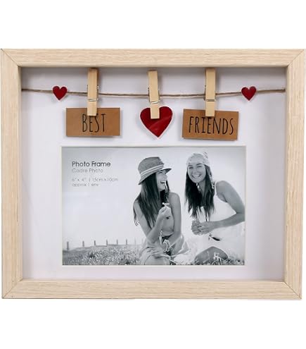 Cadre Photo En Bois 22x22cm Avec Pinces Et Corde - Cadeau Original Pour Anniversaire