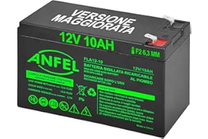 ANFEL Batteria Lead Acid AGM 12V 10Ah Al Piombo Ricaricabile Pila batteria Ermetica Batterie di ricambio per UPS Bici elettriche Emergenza Elettronica Trattorino Quad