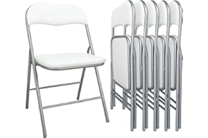 MAKA CHANGE YOUR LIFE QUALITY MAKA Set 6 Sedie Pieghevoli da Interno Apri e Chiudi, Imbottite su Schienale e Seduta, Chiusura Compatta 6 cm, Peso 3 kg, Sedie Richiudibili Salvaspazio Ideali per Casa e Ufficio (Bianco)