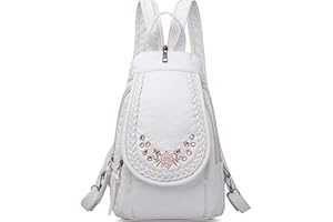 DIRRONA Backpack Women's Casual Small Chest Bag for Women Multifunctional Travel Waterproof Shoulder Bags Outdoor Soft PU Leather Women's Handbag Large Capacity Chest Bag, White (white A)