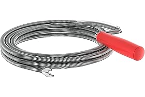Kirchhoff 99907120 Rohrreinigungsspirale Ø 9 mm x 5 m de Long, Griffe, Tuyau Flexible pour Cuisine et Salle de Bain, Spirale de vidange pour Le Nettoyage des canalisations, Acier Inoxydable, Rouge