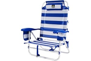 CREVICOSTA QUALITY MARK MARCAS DE CALIDAD - Coral 2108 - Silla de Playa Plegable con reposabrazos, 9 Posiciones y Nevera Trasera (Marinera)