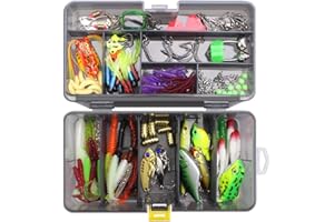 CHAWHO Pesca Esche Kitt - 168 Pezzi Set di Esche da Pesca con Esca e Accessori per uncino,Esche Artificiali #051