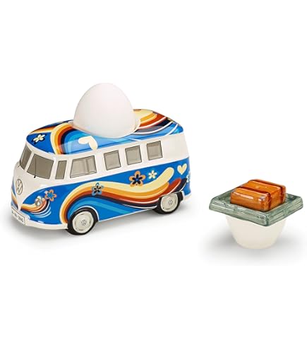 Wohnwagen Eierbecher Set - Ted Smith Design Blau/weiß Keramik Handbemalt