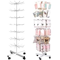 Espositore Girevole Per Gioielli In Ferro – 2 Ripiani Con 16 Ganci, 43 Cm Altezza, Diametro 22 Cm, Colore Nero, Organizzatore Salvaspazio Per Collane E Bracciali - 2