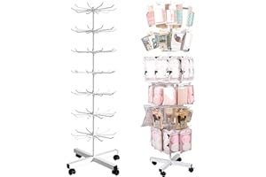 FWTXZTER Espositore Girevole per Articoli, Espositori con Ganci per Negozio, 7 Livelli Scaffale Calzini Negozi con Ruote da Terra per Metallo Portachiavi Palline Schedine Biglietti Auguri