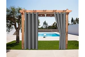 SK Studio 1 Pièce Rideaux Imperméable d'extérieur, Rideau Résistant à la Décoloration Rideau Occultants avec Oeillet pour Porche Avant, Pergola, Cabanon, Gazebo Gris foncé, 132x213cm(W x L)