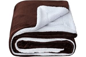 SOCHOW Coperta in Pile Sherpa Waffle, Coperta in Peluche Reversibile Super Soft Fuzzy Calda, Leggera e Soffice per Divano Letto Marrone 220 x 240 cm