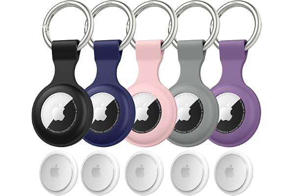 5 Pièce Étuis pour Apple AirTag 2021, Airtag Porte Clé - Anti-Chute et Anti-Rayures pour Animaux Portefeuilles et Bagages, Compatible avec Le Nouvel Air tag Locator Tracker Étui (Pack B)