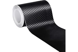 ZZLBZN Carbon Fibre Vinyl Wrap, 5m Roll Black Protective Film Car Sticker, Door Sill Protector Strips, Universal Car Accessories, 3D Effect for Car Door & Rear Bumper