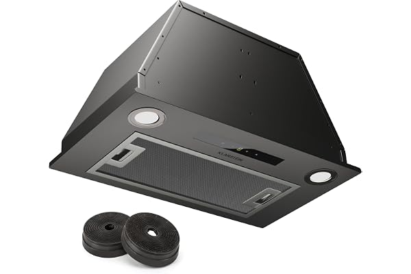 Klarstein Hotte Aspirante Encastrable 52 cm, Hotte Aspirante Silencieuse, Hotte de Cuisine avec Lampes LED, Débit d'Air Puissant 439 m³/h, Minuterie, Commandes Tactiles, Hotte avec Évacuation