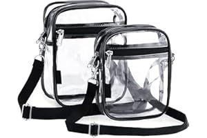 DRERIO 2-częściowa przezroczysta torba na ramię, przezroczysta torba na ramię, zatwierdzona przez stadion, przezroczysta torebka na ramię, torebka na ramię, z regulowanymi ramiączkami, PCW, przezroczysty