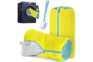 YSOOUA Schuhwaschbeutel Waschmaschine 2 STK Schuhbeutel Wäschesack Waschbeutel Schuhe mit Schuhbürste Wiederverwendbarer Wäschenetz Schuhe Dicker Schuhwaschbeutel Erhöhte Reibung (Gelb)