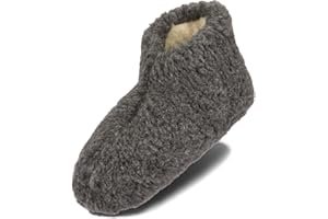 BeComfy Warme Hausschuhe Damen Herren Hüttenschuhe aus Schafwolle