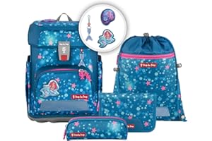 Step by Step Juego de mochila escolar Cloud, 5 piezas, macuto ergonómico con reflectores, altura regulable con cinturón de cadera, a partir de 1ª clase, 19 l