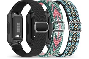 Wizvv 3 sztuki nylonowych bransoletek kompatybilnych z Fitbit Inspire 3, elastyczny, regulowany pasek zamienny do trackera fitness Fitbit Inspire 3, rozciągliwa, sportowa opaska dla kobiet i mężczyzn