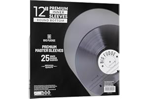 BIG FUDGE Fundas Vinilo - 25x Fundas Discos Vinilo de 30 cm - Fundas Vinilos Redondeadas de Papel de Arroz Antiestático para Archivar - 25x Funda Vinilos Transparente Triple Capa