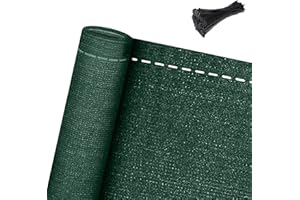 ‎AUFUN AufuN Zaunblende Schattiernetz 120 cm Tennisblende Sichtschutz aus HDPE 150 g/m², Zaun Windschutz Sonnenschutz Gewebe mit Kabelbinder für Sportplatz, Garten, Balkon (1,2 x 10 m, Dunkelgrün)