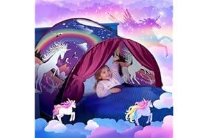 Funnyhomestyle Dream Bed Tents for Boys Girls, Foldable Magic Bed Tent for Children, Pop up Sleep Play Tent for Kids Bedroom, Tunnel for kids, Children's Playrooms, Christmas Birthday Gifts(Unicorn)