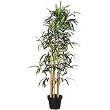 Amazon Basics künstliche Bambus pflanze mit Kunststoff-Blumentopf, 100 cm, Grün