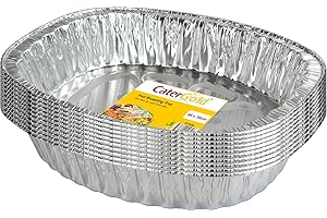CATERGOLD Large Oval Disposable Aluminium Foil Trays 46 x 36 x 8cm Approx (10 Pack)