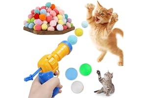 LEFSDVF Interactive Cat Toys, Cat Ball Toy Launcher, Cat Ball Toy, Interactive Cat Toy Launcher with 50 Plush Balls, Cat Fetch Toys for Indoor Pet Cat Exercise Training Chasing(Attached 3 Plastic Ball)