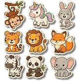 COMONOT Baby Animal Fridge Magnets Set of 9 – Wooden Cartoon Refrigerator Magnets with HD Print, Cute Decorative Kitchen Frid