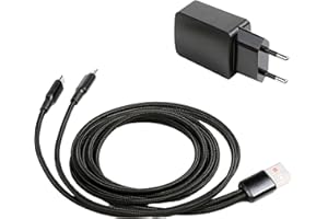 PONDWAY Micro USB Rápido Cable de Carga Adaptador 2 en 1 USB Splitter Cable Adapter Compatible con Motorola 2 Way Radio T62 T72 T82 Extreme T92 H2O XT185 Walkie Talkie PMPN4152AR, PMLN7719AR, IXPN4039