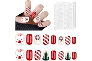 ASFACUPUTURE Faux Ongles noël,Appuyez sur Ongle de Fille Faux Ongle Enfant,Naturel Courte Faux Ongle,Aux Ongles Courts pour Enfants pour Décoration d’Art d’Ongle de Fille Enfant,Artificiel Tips d'Ongle(JP2694)