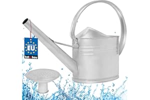 KOTARBAU® Regadera 8 litros de Acero Galvanizado Regadera Jardin Ovalada Accesorio de Jardinería para Regar Plantas Regadera con Alcachofa Extraíble Mango Ergonómico Regadera Metal
