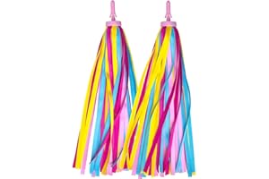 Gilen 2 Pcs Kid's Rainbow Bike Streamers, 1 Pair Bicycle Handlebar Streamers Colorful Ribbons Tassel For Girls Boys, Carrier Accessories Easy Attach To Scooter's/tricycle's/bike's Handlebars