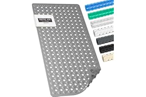 HITSLAM Alfombra de Bañera Antideslizante, 89 x 40cm Largo Alfombra Ducha Antideslizante Libre de BPA, Resistentes al Moho & Lavables a máquina Alfombra de baño, Suave para los pies, Gris