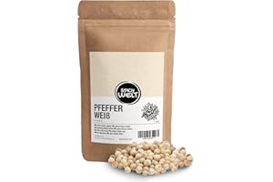 Spicy Welt Weißer Pfeffer Ganz (500g) – Ganze Weiße Pfefferkörner in Premium-Qualität für Pfeffermühlen, Saucen, Suppen & Gemüse | Ungemahlen, 100% Naturrein, Ohne Zusätze
