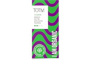 TOTM Organic Cotton Tampons with Biodegradable Cardboard Applicator | Super Absorbency Pack of 14 | Made from Cotton | Soft & Sustainable Natural Tampons for Leak-Free Comfort