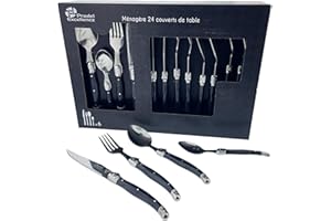 PRADEL EXCELLENCE Laguiole 7214BIS - Cubertería, 24 piezas de acero inoxidable, Azul