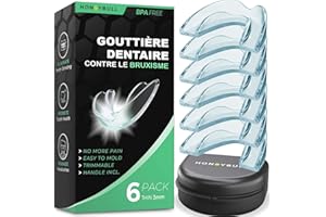 HONEYBULL Protège-Dents Anti-Bruxisme pour le Grincement Léger, Protège-Dents Confortable et Personnalisable pour le Serrement des Dents la Nuit, Bruxisme, Pack de 6 - Fin