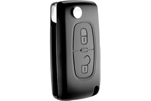 Jongo® CE0536 Coque Clé sans Lame 2 Boutons Boitier Télécommande Peugeot 207 Partner 307 308 3008 Citroen C3 C4 Berlingo Plip Boite Clé + Goupilles