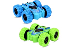 Yeefunjoy 2 Pezzi Macchina Tira Indietro, Monster Truck Macchinine, 360 Rotazioni Ribaltabili Auto da Corsa Giocattolo, Push And Go Vehicle, Auto Giocattoli Regali per Bambini 3-8 Anni Ragazzi Ragazze