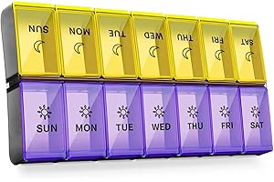 Mossime Tygodniowe pudełko na tabletki 7-dniowe: duże pudełka na tabletki 7 dni 2 razy dziennie codzienny organizer na tabletki 7 dni z 14 przegródkami - XL tygodniowe etui na tablet Am Pm organizer