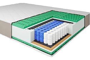 Pillows24 – Materac 90x200 cm sprężynowy kieszeniowy 7 strefowy | H3/H4 dwustronny z warstwą kokosową | Masująca pianka | Zdejmowany pokrowiec Aloe Vera | Z certyfikatem OEKO-TEX | Polska Produkcja