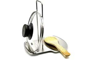 IMPECCABLE CULINARY OBJECTS (ICO) Soporte de cuchara, espátula y tapa de cacerola para freír, soporte de utensilios de cocina, portacucharas para la cocina, organizador de encimera de cocina de acero inoxidable.