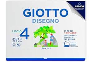 Giotto Disegno 4, Album da 24 fogli carta bianca per disegno scolastico, 24x33 cm, LISCIO